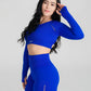 VELO blue seamless activewear set side view studio