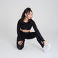 VELO black seamless activewear set front view studio