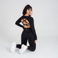 VELO black seamless activewear set back view studio