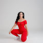 VELO seamless red jumpsuit front view
