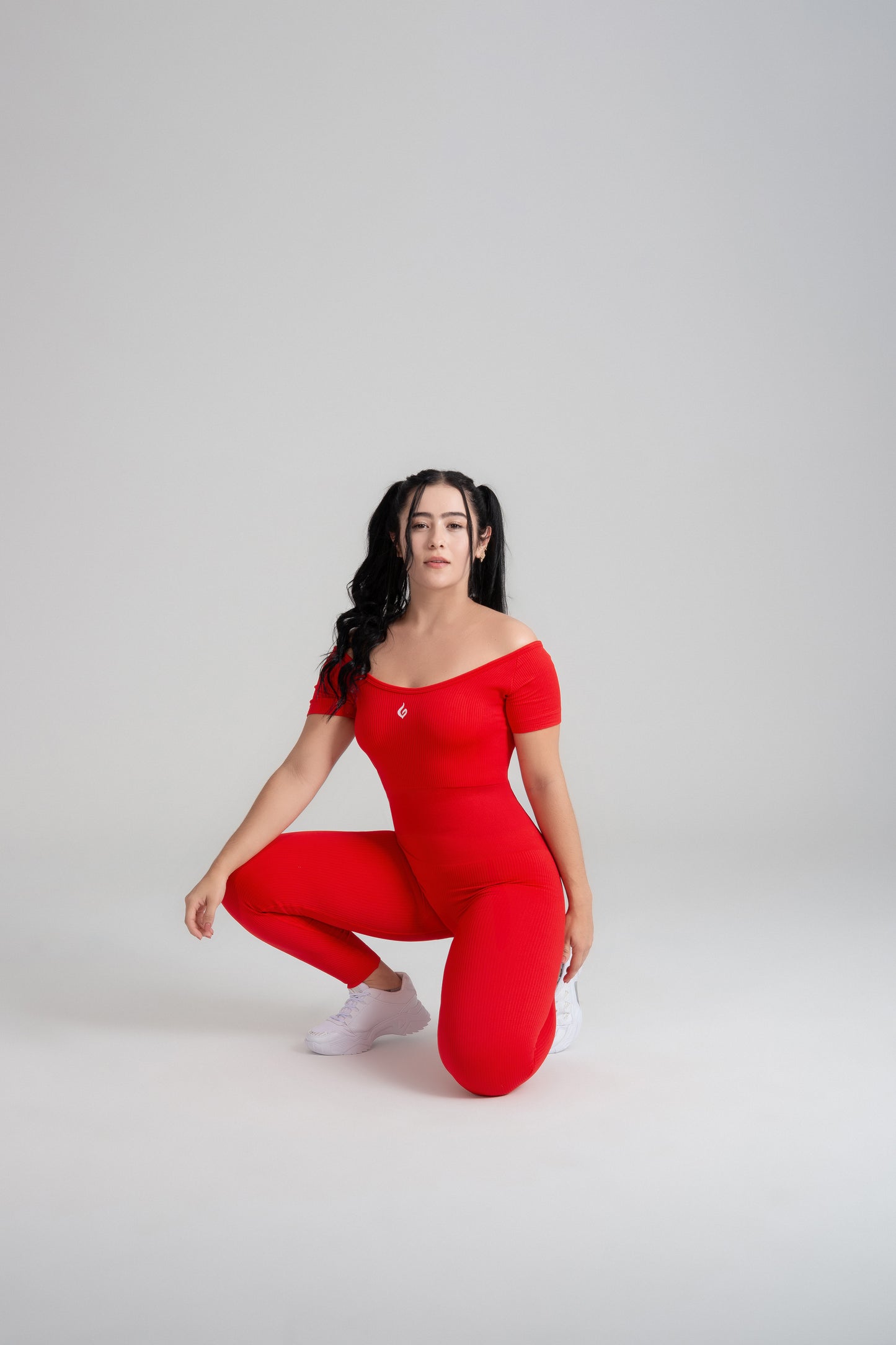 VELO seamless red jumpsuit front view