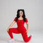 VELO seamless red jumpsuit front view
