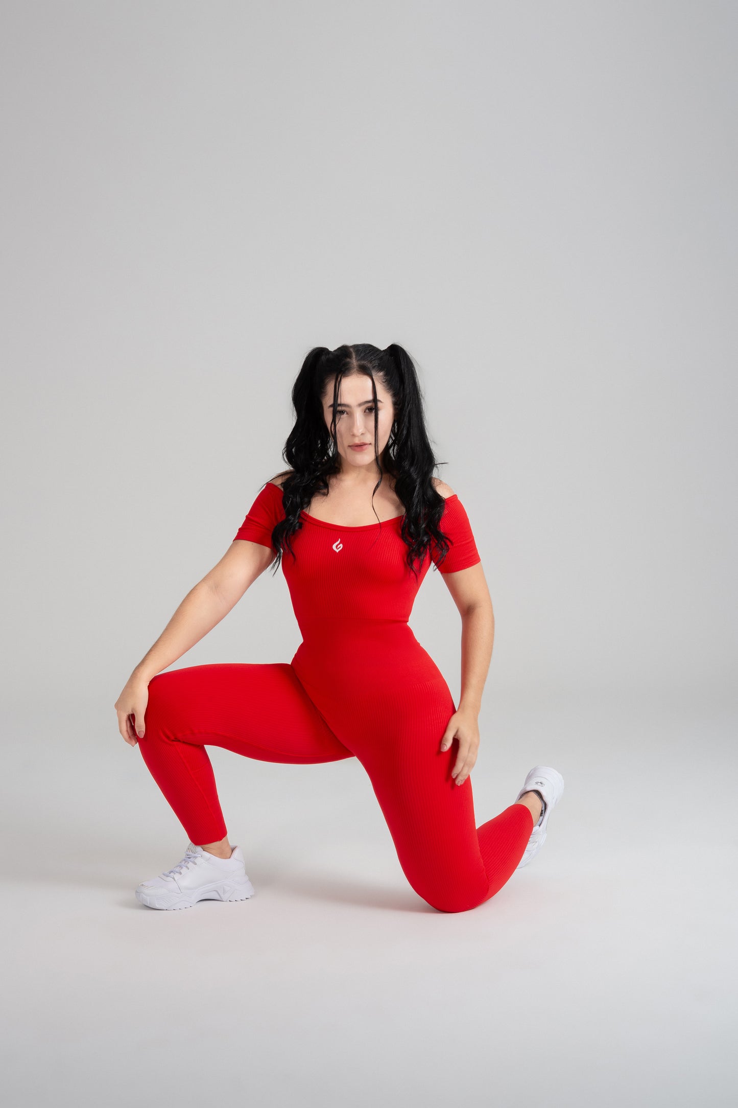 VELO seamless red jumpsuit front view