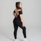 VELO seamless black jumpsuit back view open back full body